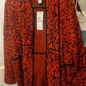 Spring+Mercer Red and Black Knit Cardigan